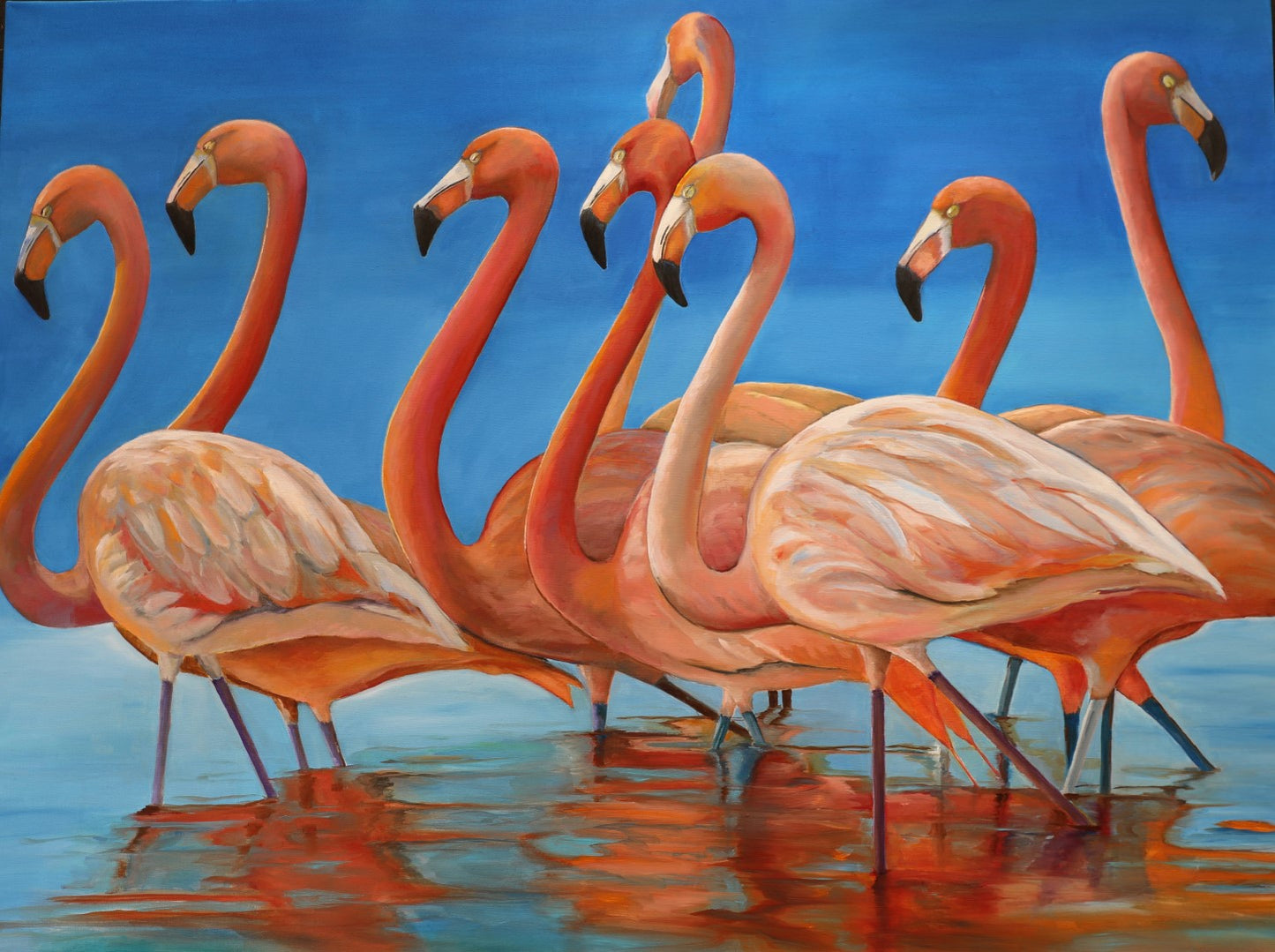 Flocking Flamingos (original oil)
